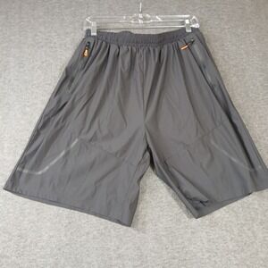 Baleaf Athletic Shorts Mens Large Gray Zipper Pockets Reflective Running Workout